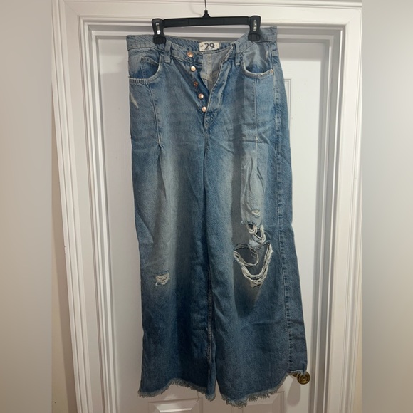 Free People Ollie Jeans, NEW, size 29, We the Free Wide leg distressed - Picture 3 of 8